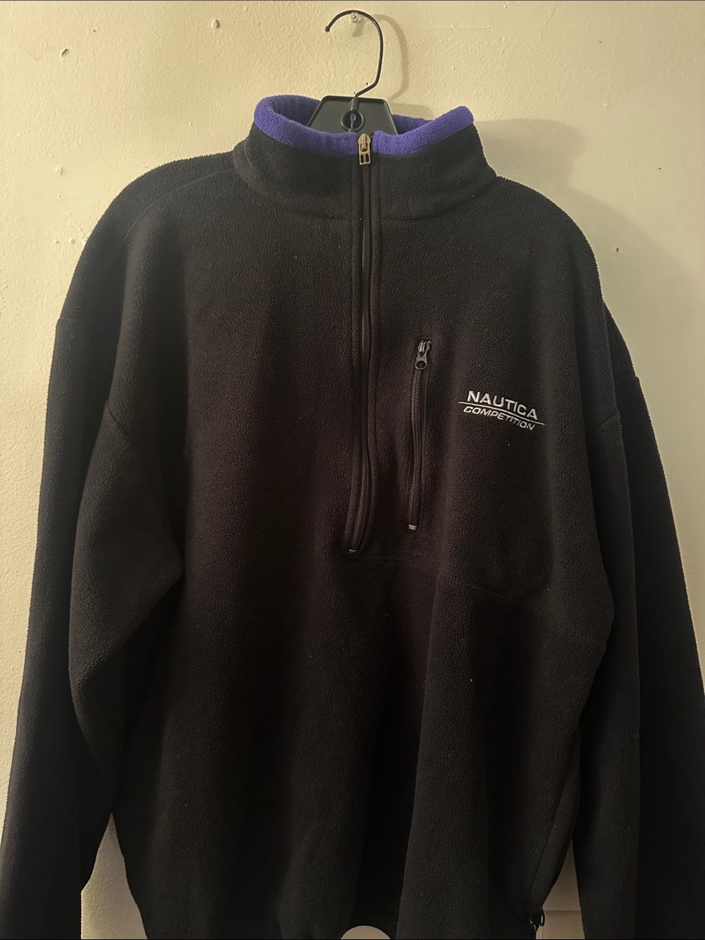Nautica Black Fleece Half-Zip with Purple Trim